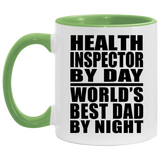 Health Inspector By Day World's Best Dad By Night - 11oz Accent Mug Green