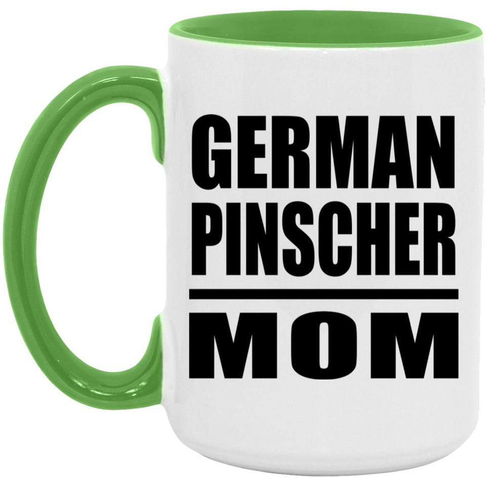 German Pinscher Mom - 15oz Accent Mug Green