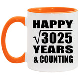 Happy 55th Anniversary Square Root of 3025 Years & Counting - 11oz Accent Mug Orange