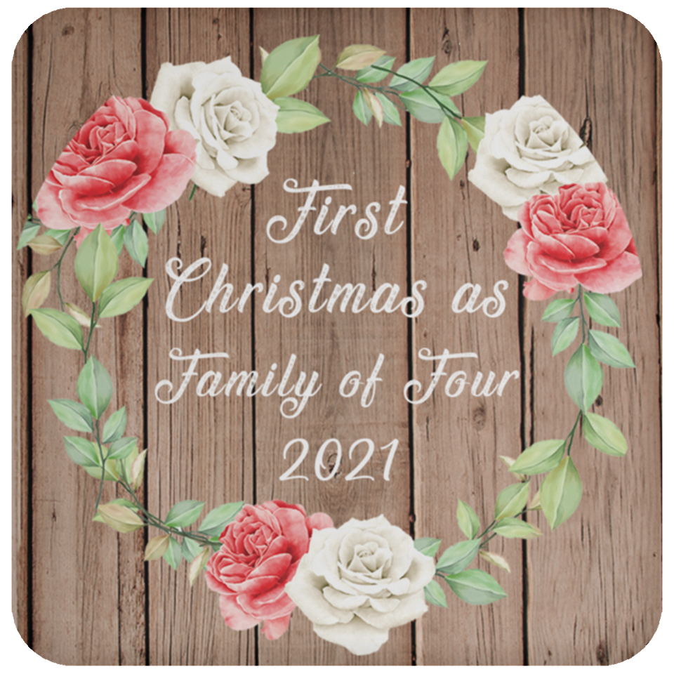 First Christmas As Family Of Four 2021 - Drink Coaster B