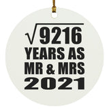 96th Anniversary Square Root of 9216 Years As Mr & Mrs 2021 - Circle Ornament