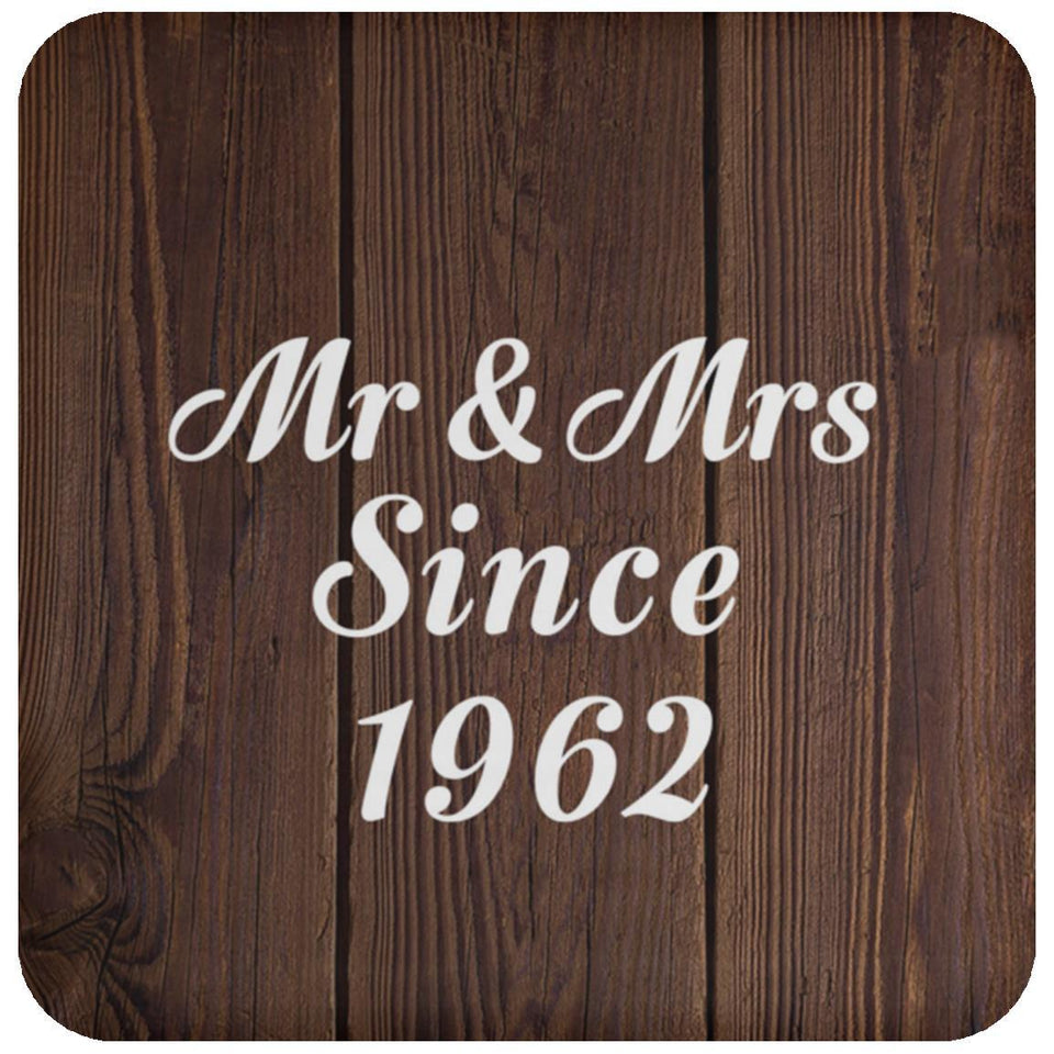 62nd Anniversary Mr & Mrs Since 1962 - Drink Coaster D