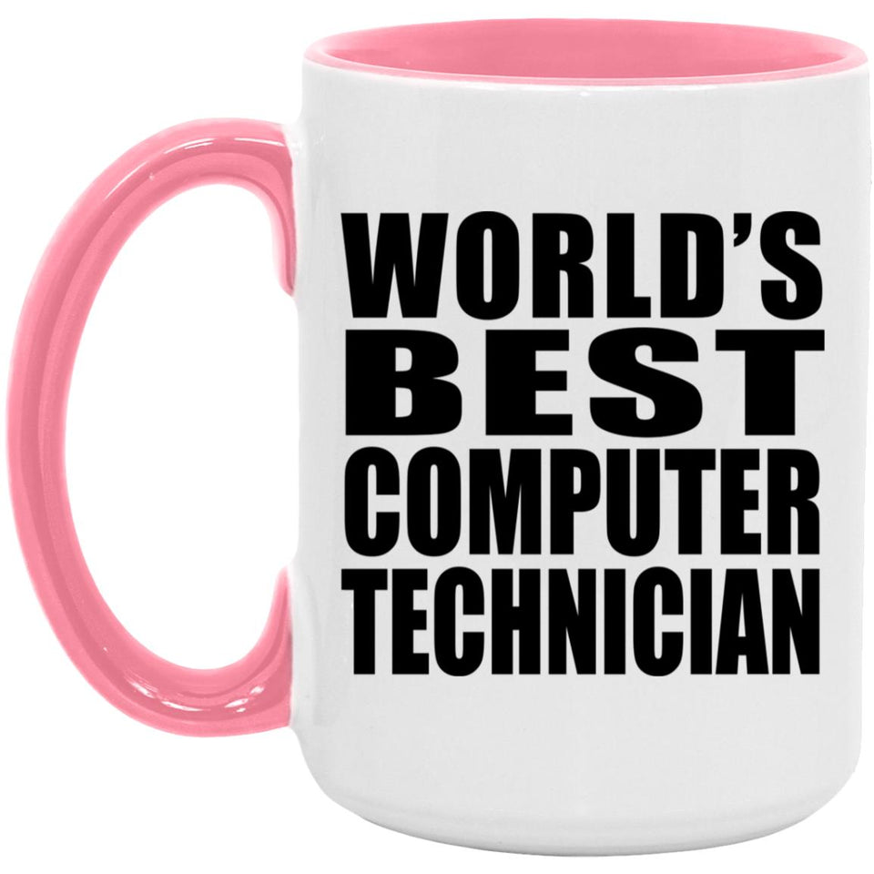 World's Best Computer Technician - 15oz Accent Mug Pink