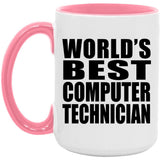 World's Best Computer Technician - 15oz Accent Mug Pink