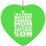 Proud Military General Mom Of Awesome Son - Heart Ornament