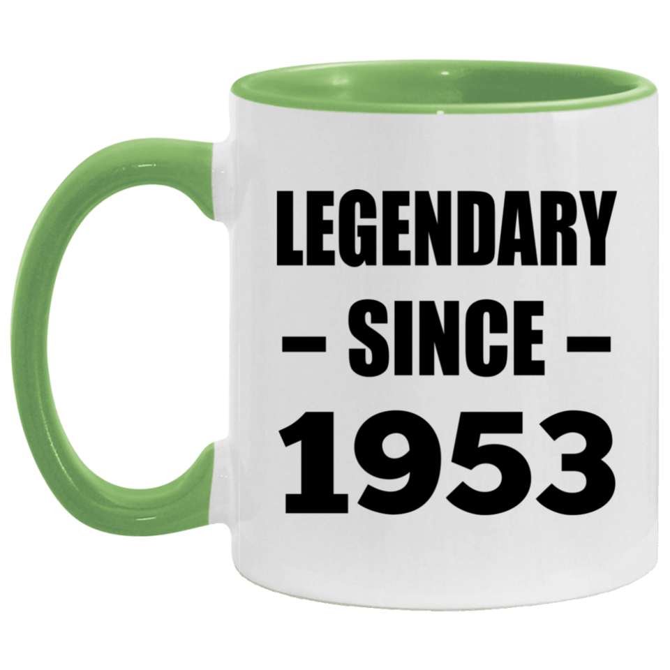 71st Birthday Legendary Since 1953 - 11oz Accent Mug Green