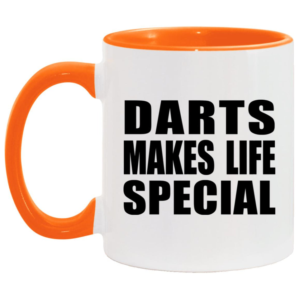 Darts Makes Life Special - 11oz Accent Mug Orange
