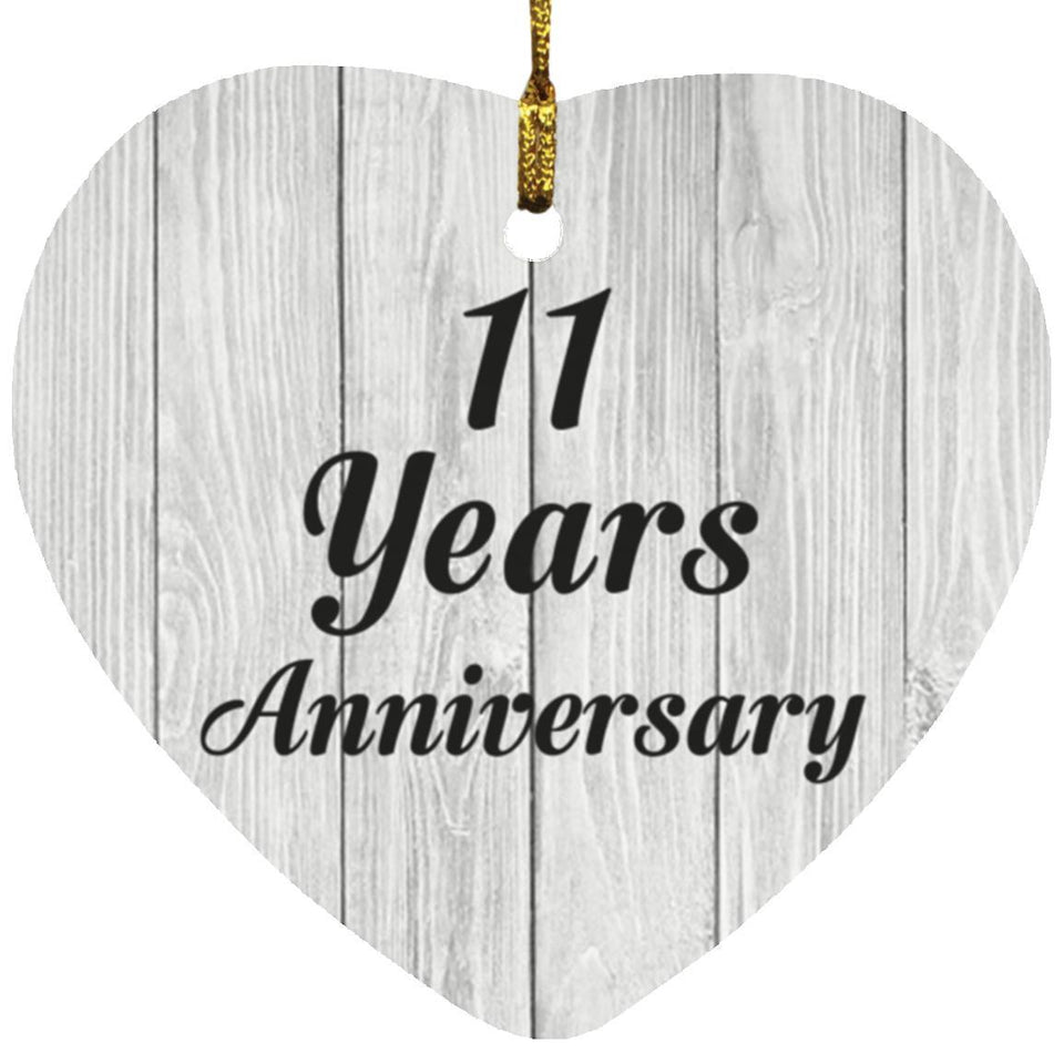 11th Anniversary 11 Years Anniversary - Heart Ornament F