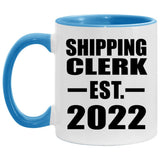 Shipping Clerk Established EST. 2022 - 11oz Accent Mug Blue