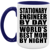Stationary Engineer By Day World's Best Mom By Night - 15oz Accent Mug Purple