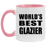 World's Best Glazier - 11oz Accent Mug Pink