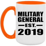 Military General Established EST. 2019 - 15oz Accent Mug Orange