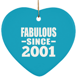 23rd Birthday Fabulous Since 2001 - Heart Ornament