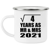 2nd Anniversary Square Root of 4 Years As Mr & Mrs 2021 - 12oz Camping Mug