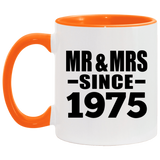 49th Anniversary Mr & Mrs Since 1975 - 11oz Accent Mug Orange