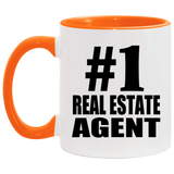 Number One #1 Real Estate Agent - 11oz Accent Mug Orange