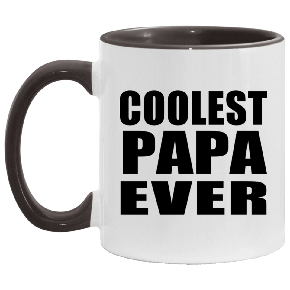 Coolest Papa Ever - 11oz Accent Mug Black