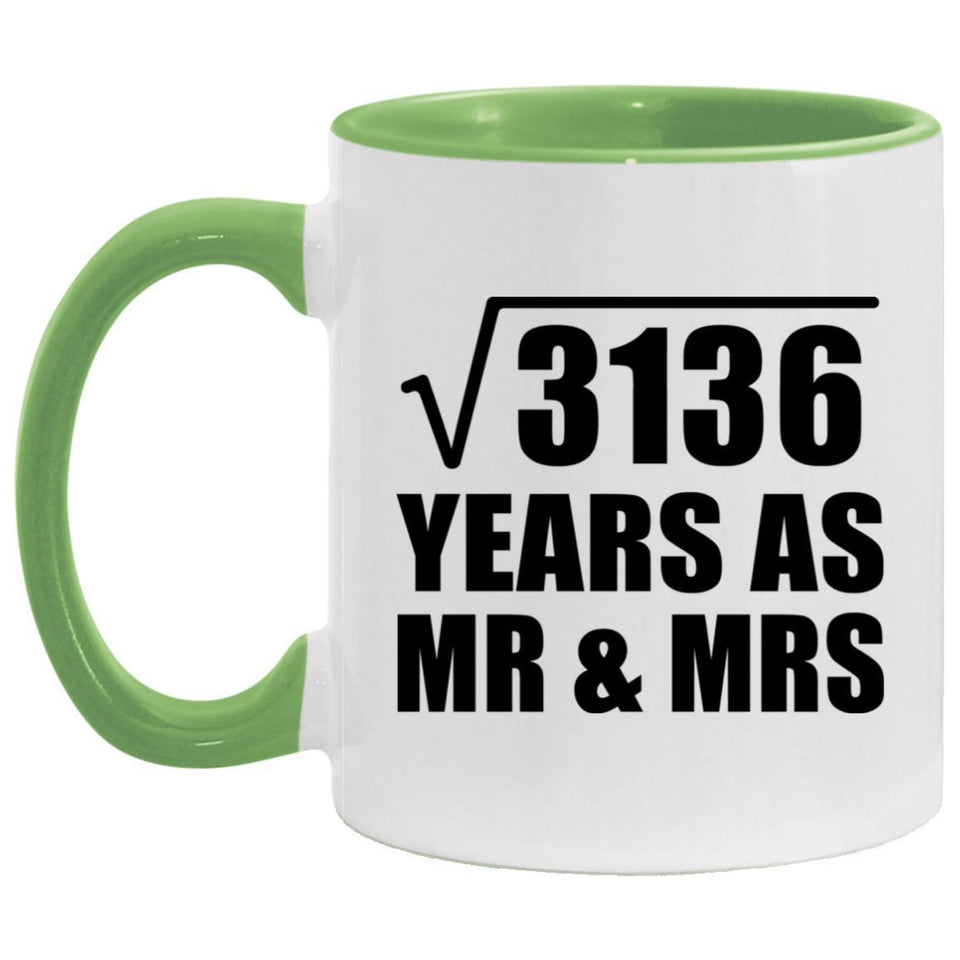 56th Anniversary Square Root of 3136 Years As Mr & Mrs - 11oz Accent Mug Green