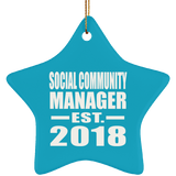 Social Community Manager Established EST. 2018 - Star Ornament