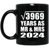 63rd Anniversary Square Root of 3969 Years As Mr & Mrs 2024 - 11oz Coffee Mug Black