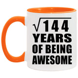 12th Birthday Square Root of 144 Years of Being Awesome - 11oz Accent Mug Orange