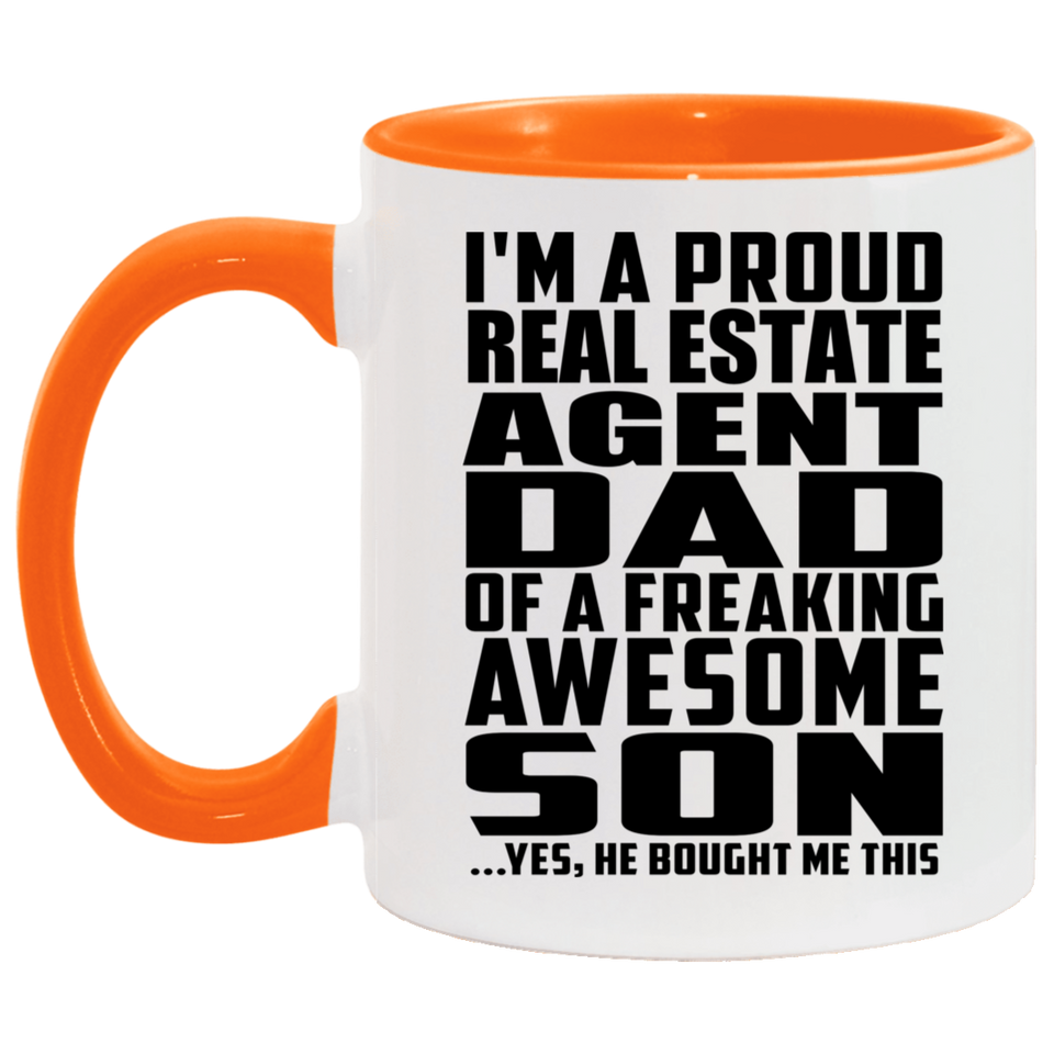 Proud Real Estate Agent Dad Of Awesome Son - 11oz Accent Mug Orange