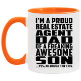 Proud Real Estate Agent Dad Of Awesome Son - 11oz Accent Mug Orange