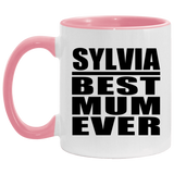 Sylvia Best Mum Ever - 11oz Accent Mug Pink