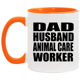 Dad Husband Animal Care Worker - 11oz Accent Mug Orange