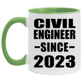 Civil Engineer Since 2023 - 11oz Accent Mug Green