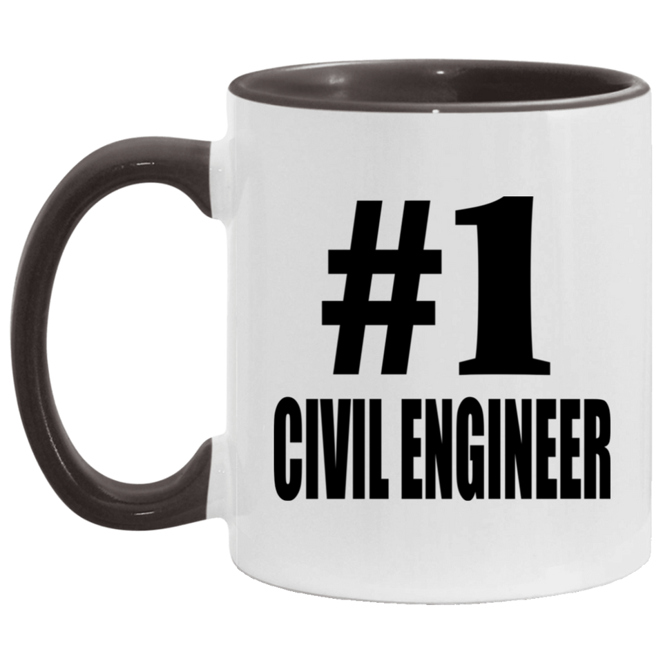 Number One #1 Civil Engineer - 11oz Accent Mug Black