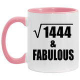 38th Birthday Square Root of 1444 & Fabulous - 11oz Accent Mug Pink
