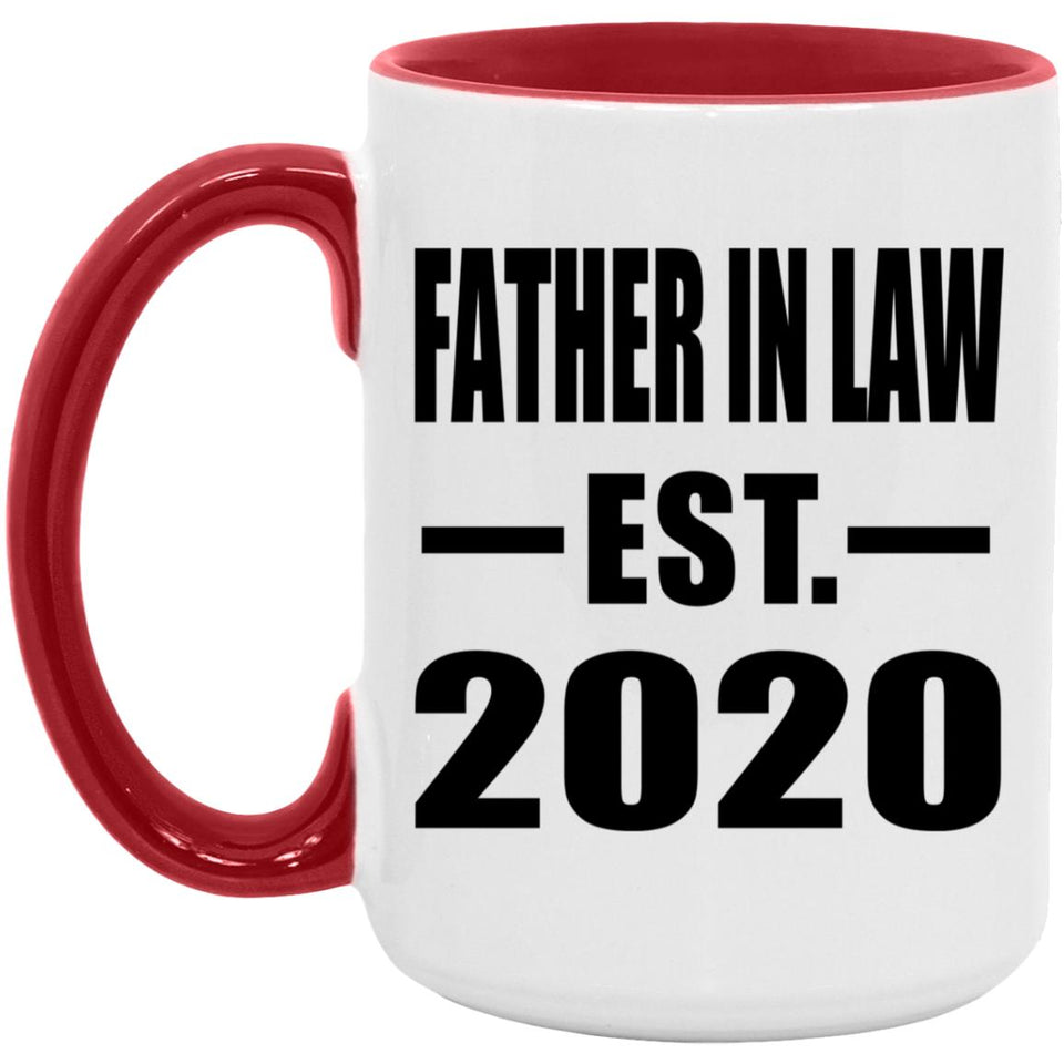 Father In Law Established EST. 2020 - 15oz Accent Mug Red