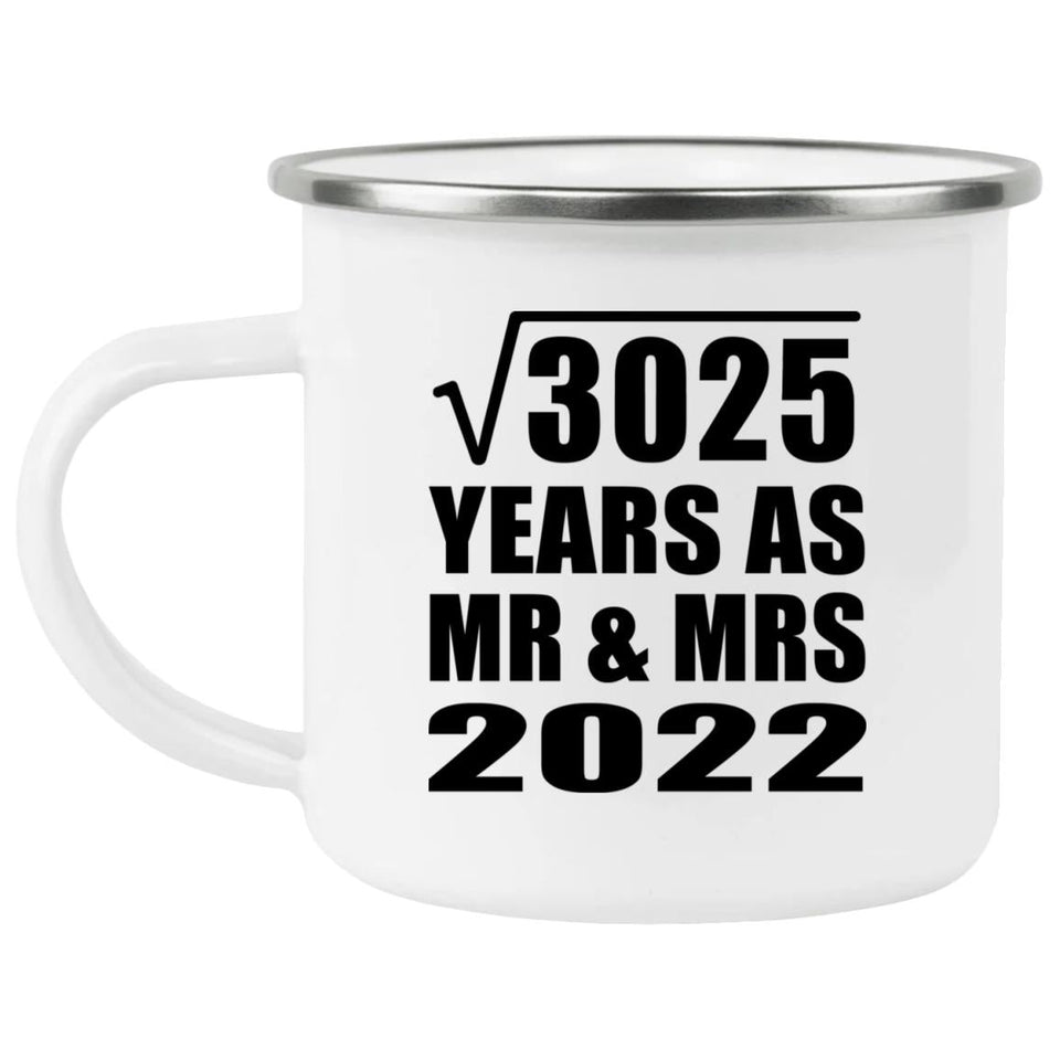 55th Anniversary Square Root of 3025 Years As Mr & Mrs 2022 - 12oz Camping Mug