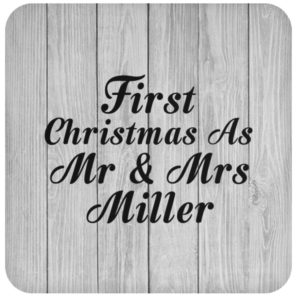 First Christmas As Mr & Mrs Miller - Drink Coaster F