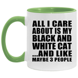 All I Care About Is My Black And White Cat - 11oz Accent Mug Green