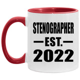 Stenographer Established EST. 2022 - 11oz Accent Mug Red