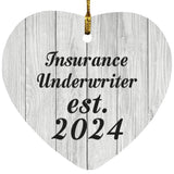 Insurance Underwriter Established Est. 2024 - Heart Ornament F