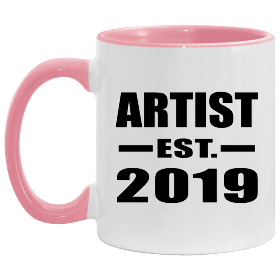 Artist Established EST. 2019 - 11oz Accent Mug Pink