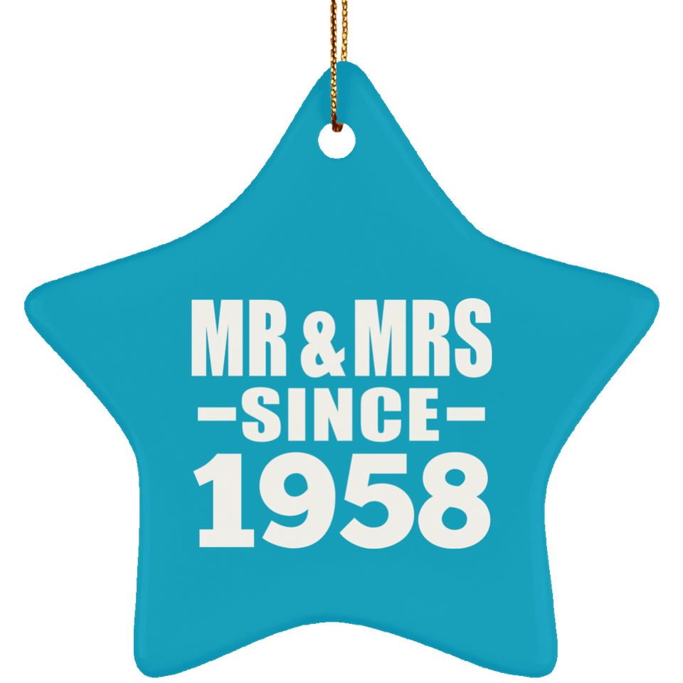 66th Anniversary Mr & Mrs Since 1958 - Star Ornament