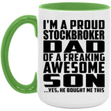 Proud Stockbroker Dad Of Awesome Son - 15oz Accent Mug Green