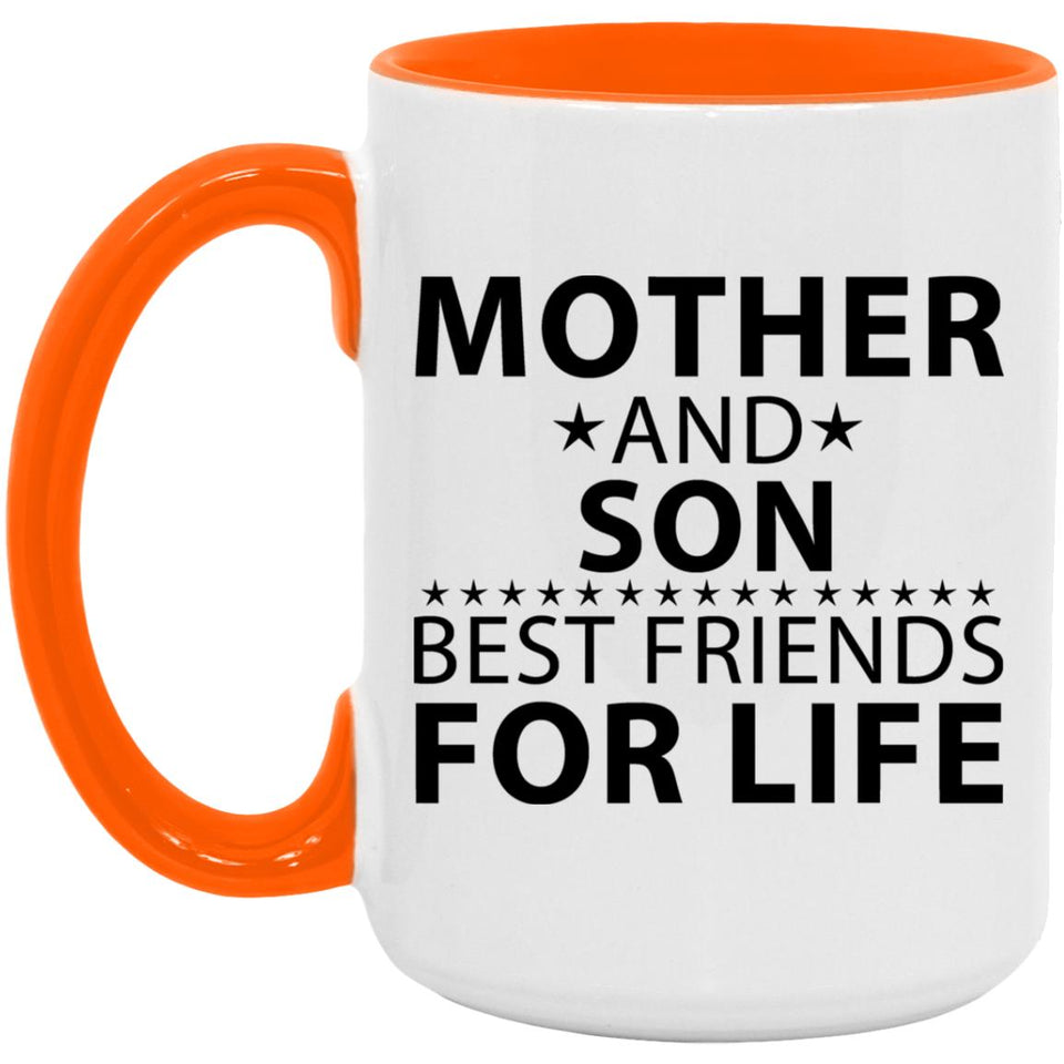 Mother and Son, Best Friends For Life - 15oz Accent Mug Orange