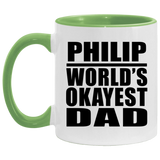 Philip World's Okayest Dad - 11oz Accent Mug Green