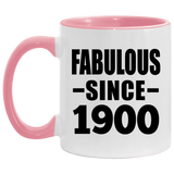 124th Birthday Fabulous Since 1900 - 11oz Accent Mug Pink