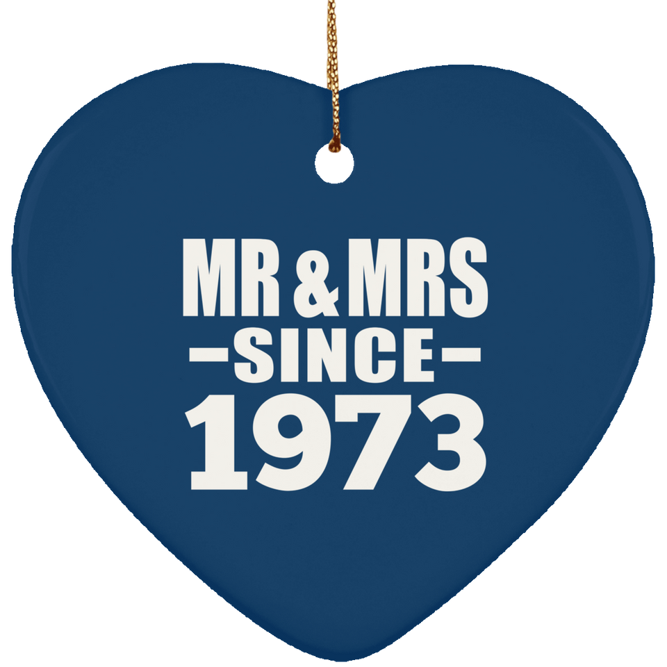 51st Anniversary Mr & Mrs Since 1973 - Heart Ornament