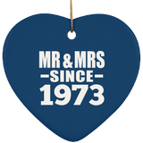 51st Anniversary Mr & Mrs Since 1973 - Heart Ornament