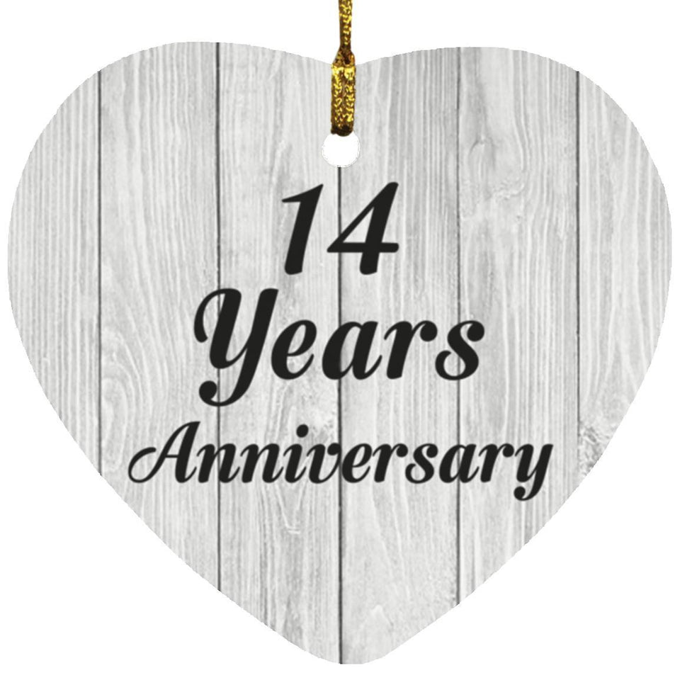 14th Anniversary 14 Years Anniversary - Heart Ornament F