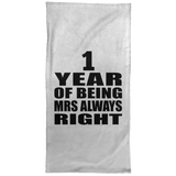 1st Anniversary 1 Year of Being Mrs Always Right - Hand Towel