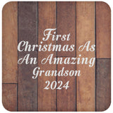 First Christmas As An Amazing Grandson 2024 - Drink Coaster E