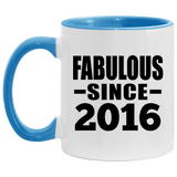 8th Birthday Fabulous Since 2016 - 11oz Accent Mug Blue